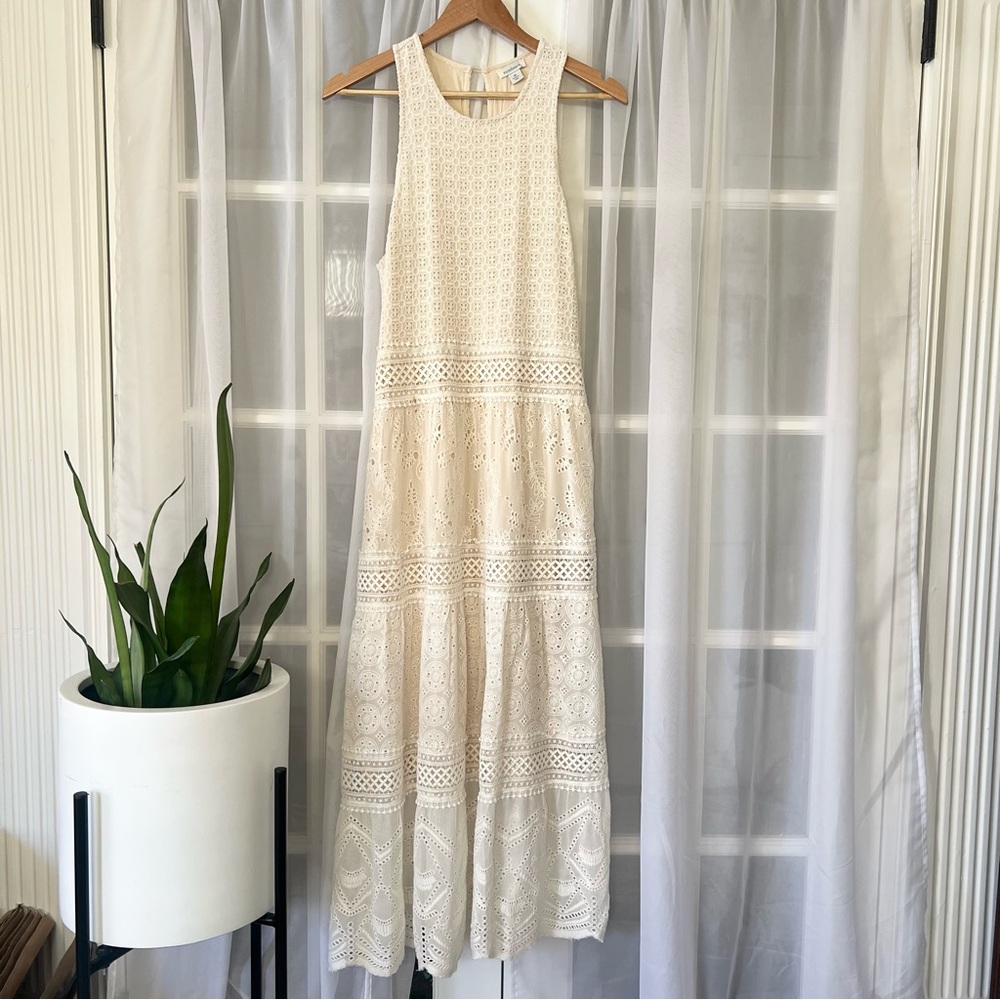 Sundance Dreamers Believe Bone Off White Eyelet Dress Size Medium - Picture 2 of 11